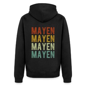Mayen Stadt Retro Vintage - Unisex Premium Bio Zip Hoodie - Schwarz - Hinten - Nico (187cm)