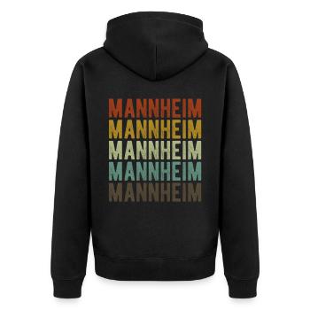 Mannheim Stadt Retro Vintage - Unisex Premium Bio Zip Hoodie - Schwarz - Hinten - Nico (187cm)
