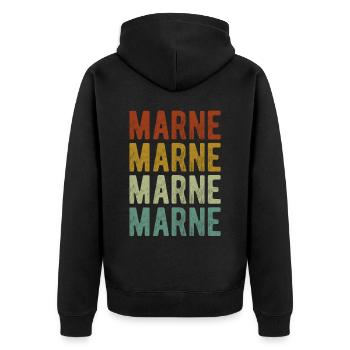 Marne Stadt Retro Vintage - Unisex Premium Bio Zip Hoodie - Schwarz - Hinten - Nico (187cm)