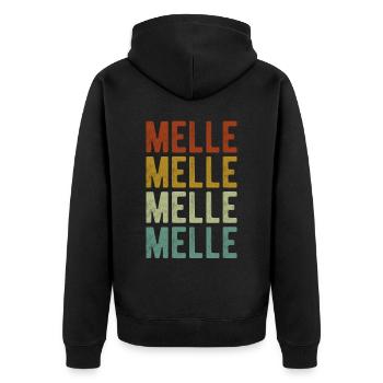 Melle City Retro Vintage - Unisex Premium Organic Zip Hoodie - black - Back - Nico (187cm)