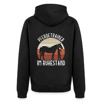 Pferdetrainer Im Ruhestand - Pferdetrainer - Unisex Premium Bio Zip Hoodie - Schwarz - Hinten - Nico (187cm)