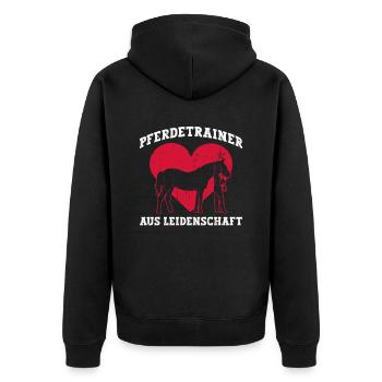 Pferdetrainer Aus Leidenschaft - Pferdetrainer - Unisex Premium Bio Zip Hoodie - Schwarz - Hinten - Nico (187cm)