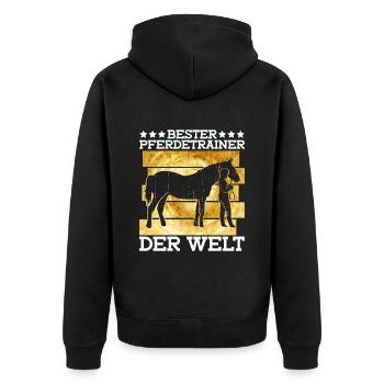 Bester Pferdetrainer Der Welt - Reitlehrer Pferde - Unisex Premium Bio Zip Hoodie - Schwarz - Hinten - Nico (187cm)