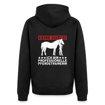 Keine Sorge! Ich Bin Professionelle - Unisex Premium Bio Zip Hoodie - Schwarz - Hinten - Nico (187cm)