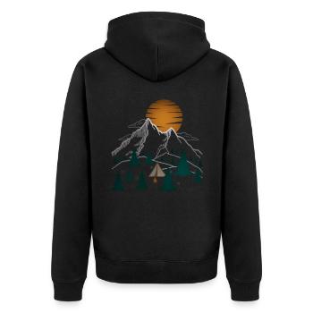 Camping in the mountains - Unisex Premium Organic Zip Hoodie - black - Back - Nico (187cm)