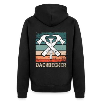 Dachdecker Dachspengler Dachklempner - Unisex Premium Bio Zip Hoodie - Schwarz - Hinten - Nico (187cm)