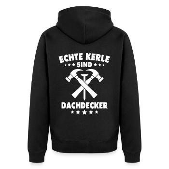 Dachdecker Dachspengler Dachklempner - Unisex Premium Bio Zip Hoodie - Schwarz - Hinten - Nico (187cm)