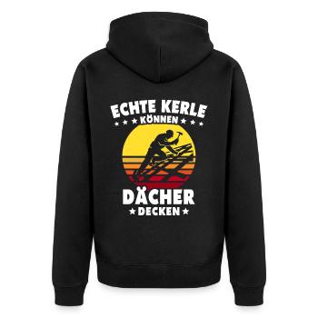 Dachdecker Dachspengler Dachklempner - Unisex Premium Bio Zip Hoodie - Schwarz - Hinten - Nico (187cm)