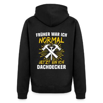 Dachdecker Dachspengler Dachklempner - Unisex Premium Bio Zip Hoodie - Schwarz - Hinten - Nico (187cm)