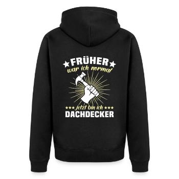 Dachdecker Dachspengler Dachklempner - Unisex Premium Bio Zip Hoodie - Schwarz - Hinten - Nico (187cm)