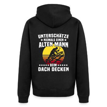 Dachdecker Dachspengler Dachklempner - Unisex Premium Bio Zip Hoodie - Schwarz - Hinten - Nico (187cm)