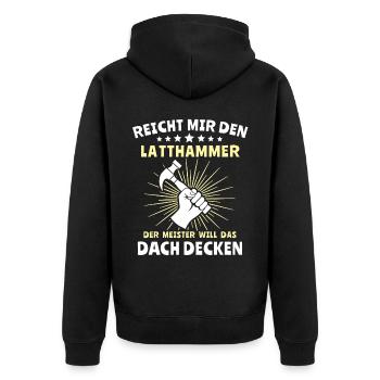 Dachdecker Dachspengler Dachklempner - Unisex Premium Bio Zip Hoodie - Schwarz - Hinten - Nico (187cm)