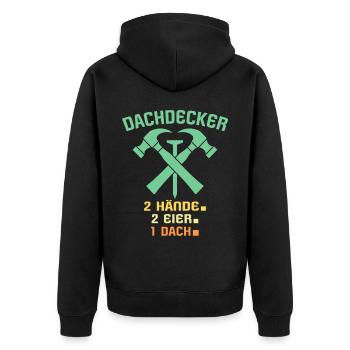 Dachdecker Dachspengler Dachklempner - Unisex Premium Bio Zip Hoodie - Schwarz - Hinten - Nico (187cm)
