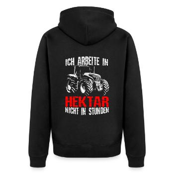 Hektar Bauer Traktor Landwirt Landwirtschaft Agrar - Unisex Premium Bio Zip Hoodie - Schwarz - Hinten - Nico (187cm)