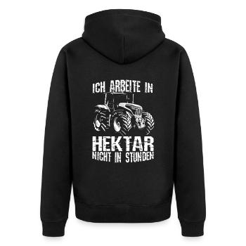 Beruf Bauer Traktor Landwirt Landwirtschaft Agrar - Unisex Premium Bio Zip Hoodie - Schwarz - Hinten - Nico (187cm)