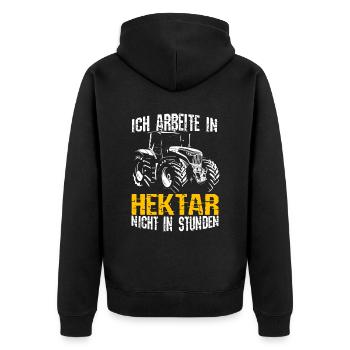 Hektar Bauer Traktor Landwirt Landwirtschaft Agrar - Unisex Premium Bio Zip Hoodie - Schwarz - Hinten - Nico (187cm)