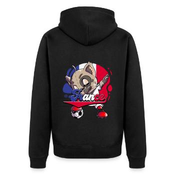 Frankreich Fußball - Unisex Premium Bio Zip Hoodie - Schwarz - Hinten - Nico (187cm)