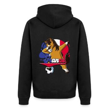 Frankreich Fußball - Unisex Premium Bio Zip Hoodie - Schwarz - Hinten - Nico (187cm)