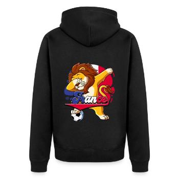 Frankreich Fußball - Unisex Premium Bio Zip Hoodie - Schwarz - Hinten - Nico (187cm)