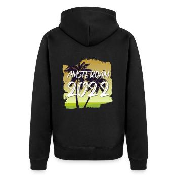 Amsterdam 2022 - Unisex Premium Organic Zip Hoodie - black - Back - Nico (187cm)