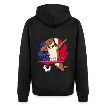 Frankreich Fußball - Unisex Premium Bio Zip Hoodie - Schwarz - Hinten - Nico (187cm)