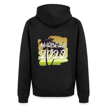 Marbella 2022 - Veste à capuche bio Premium Unisexe - noir - Dos - Nico (187cm)