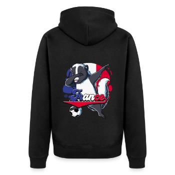 Frankreich Fußball - Unisex Premium Bio Zip Hoodie - Schwarz - Hinten - Nico (187cm)