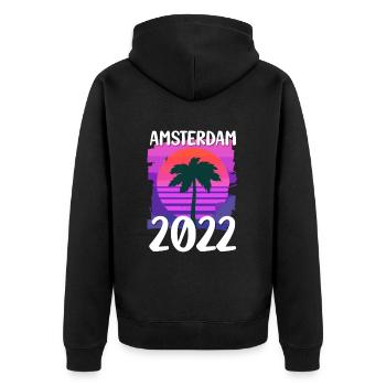 Amsterdam 2022 - Unisex Premium Organic Zip Hoodie - black - Back - Nico (187cm)