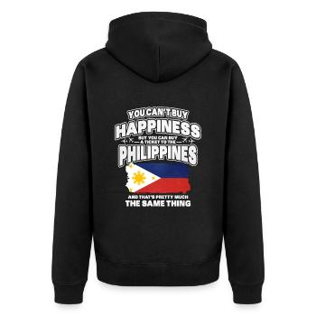 Philippinen - Unisex Premium Bio Zip Hoodie - Schwarz - Hinten - Nico (187cm)