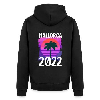 Mallorca 2022 - Unisex Premium Bio Zip Hoodie - Schwarz - Hinten - Nico (187cm)