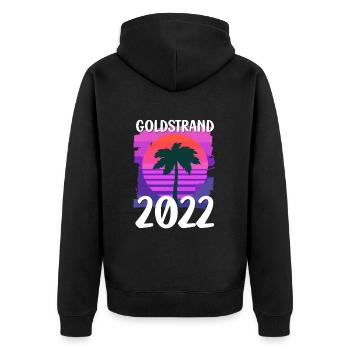 Golden Sands 2022 - Unisex Premium Organic Zip Hoodie - black - Back - Nico (187cm)