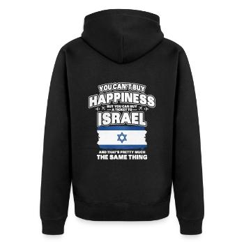 Israel - Unisex Premium Bio Zip Hoodie - Schwarz - Hinten - Nico (187cm)