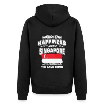 Singapur - Unisex Premium Bio Zip Hoodie - Schwarz - Hinten - Nico (187cm)