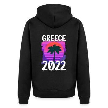 Greece 2022 - Unisex Premium Bio Zip Hoodie - Schwarz - Hinten - Nico (187cm)