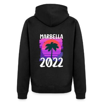 Marbella 2022 - Unisex Premium Bio Zip Hoodie - Schwarz - Hinten - Nico (187cm)