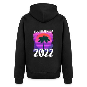 South Africa 2022 - Unisex Premium Bio Zip Hoodie - Schwarz - Hinten - Nico (187cm)