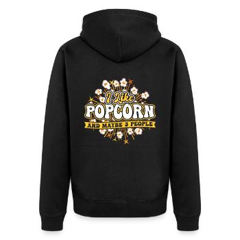 J’aime le pop-corn et peut-être 3 personnes - Veste à capuche bio Premium Unisexe - noir - Dos - Nico (187cm)