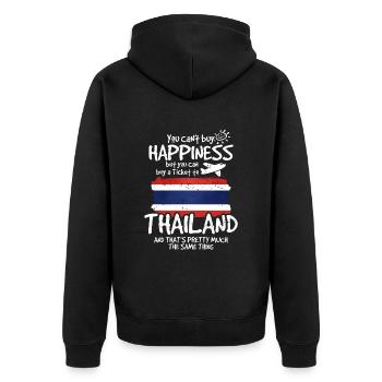 Thailand - Unisex Premium Bio Zip Hoodie - Schwarz - Hinten - Nico (187cm)