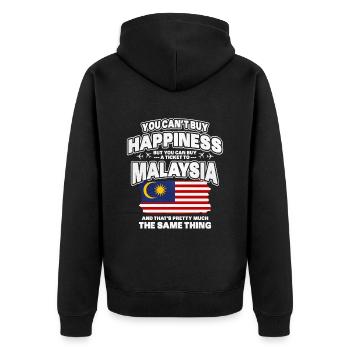 Malaysia - Unisex Premium Organic Zip Hoodie - black - Back - Nico (187cm)