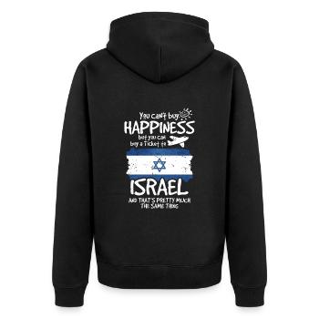 Israel - Unisex Premium Bio Zip Hoodie - Schwarz - Hinten - Nico (187cm)