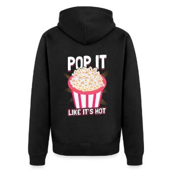 Pop It Like It's Hot - Popcorn - Unisex Premium Bio Zip Hoodie - Schwarz - Hinten - Nico (187cm)