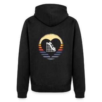 Achterbahn Geschenk - Unisex Premium Bio Zip Hoodie - Schwarz - Hinten - Nico (187cm)