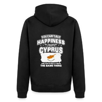 Cyprus - Unisex Premium Organic Zip Hoodie - black - Back - Nico (187cm)