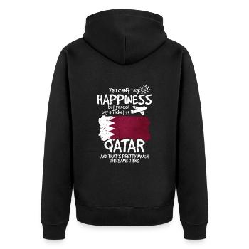 Katar - Unisex Premium Bio Zip Hoodie - Schwarz - Hinten - Nico (187cm)