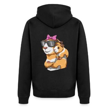 Liebevolles Meerschweinchen mit Meerschweinchen - Unisex Premium Bio Zip Hoodie - Schwarz - Hinten - Nico (187cm)