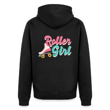 Roller Girl - Rollschuhlaufen - Schlittschuhläufer - Unisex Premium Bio Zip Hoodie - Schwarz - Hinten - Nico (187cm)