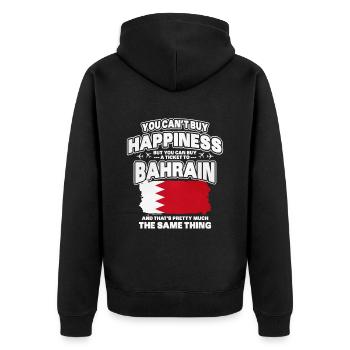 Bahrain - Unisex Premium Organic Zip Hoodie - black - Back - Nico (187cm)