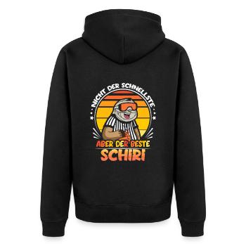 Der beste Schiri Fußball Handball - Unisex Premium Bio Zip Hoodie - Schwarz - Hinten - Nico (187cm)