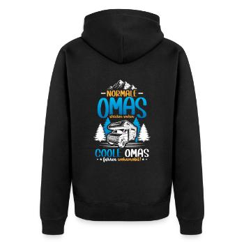 Coole Omas fahren Wohnmobil - Unisex Premium Bio Zip Hoodie - Schwarz - Hinten - Nico (187cm)