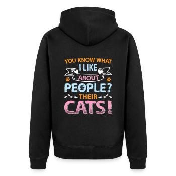 Vous savez ce que j’aime chez les gens et les chats. - Veste à capuche bio Premium Unisexe - noir - Dos - Nico (187cm)